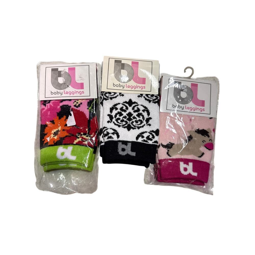 “BABY LEGGINGS” crawling socks, leggings - girls - NEW, bundle of 3